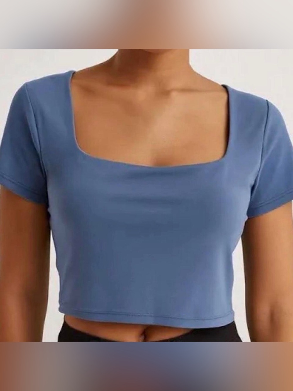 aerie off Line Square Neck Crop Top - Dusty Blue